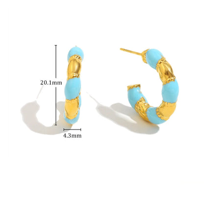 Brinco E.B.belle Gota de Óleo Azul Banhado a Ouro 18K