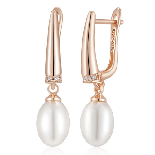 Brincos Geométricos de Pérola Luxo Rosé