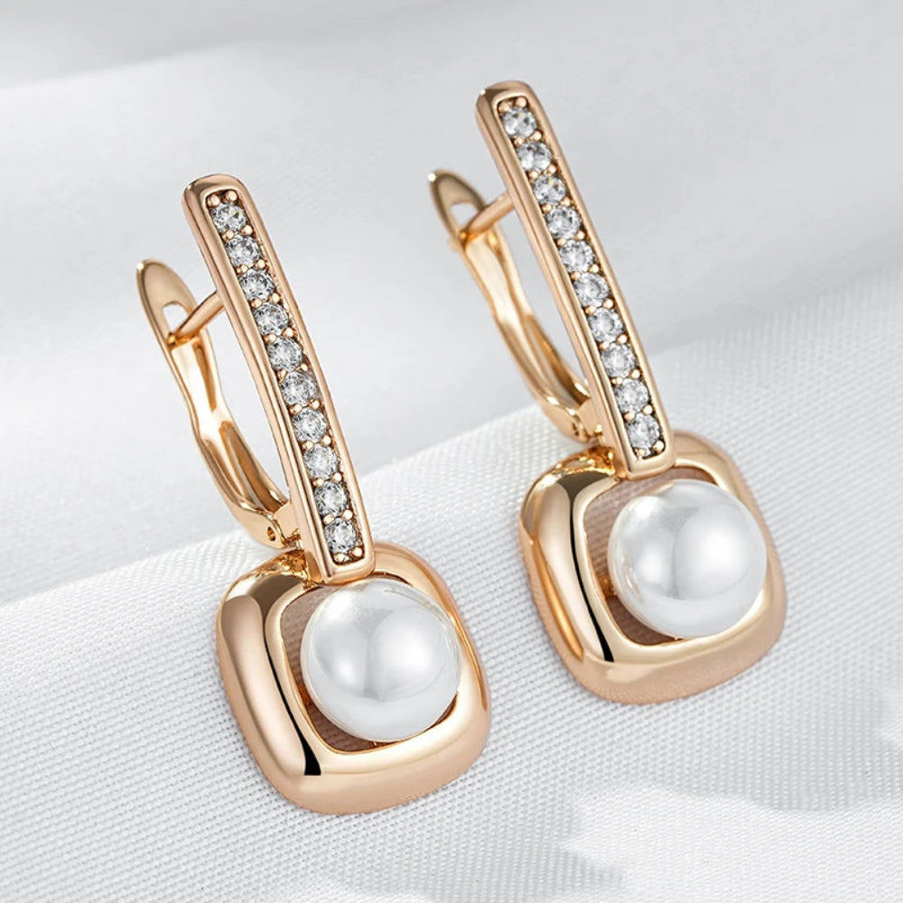 Brincos de Pérolas Vintage em Ouro Rosa 585