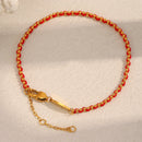 Ebbelle Lucky Red Color Corda Redonda Beads Pulseira 18K Banhado A Ouro Aço Inoxidável Mulheres Homens Moda Jóias Presentes