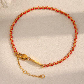 Ebbelle Lucky Red Color Corda Redonda Beads Pulseira 18K Banhado A Ouro Aço Inoxidável Mulheres Homens Moda Jóias Presentes