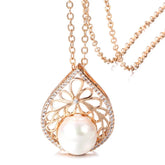 Colar Luxuoso de Pérola e Zircão em Ouro Rosa 585