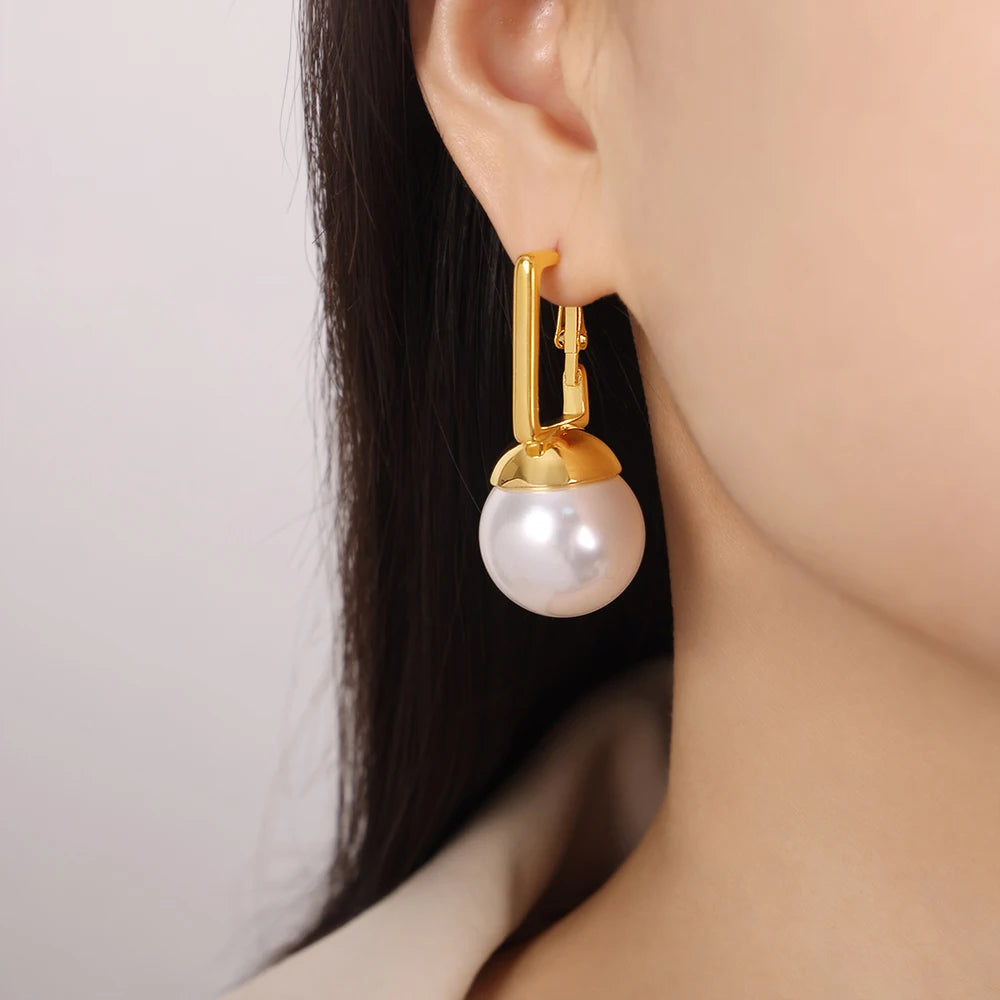 Brincos Pingentes de Aço Inoxidável com Ouro 18k