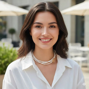 Colar Longo de Pérolas Naturais em Prata 925