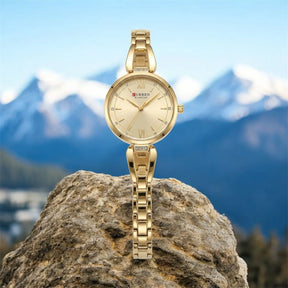 Relógio Feminino Curren Luxo com Strass e Aço Inoxidável