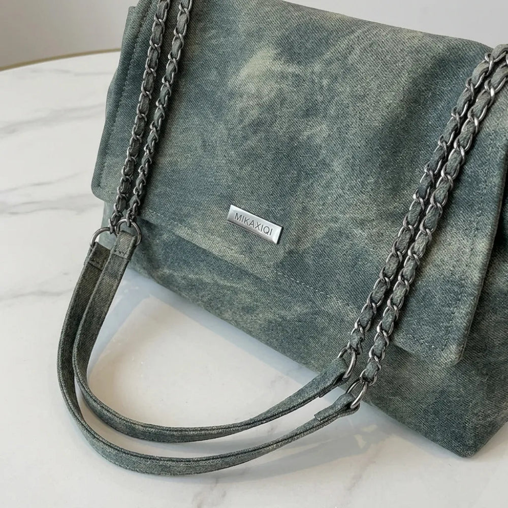 Elegante Bolsa Retro de Couro com Corrente para Mulheres
