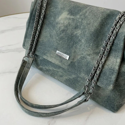 Elegante Bolsa Retro de Couro com Corrente para Mulheres