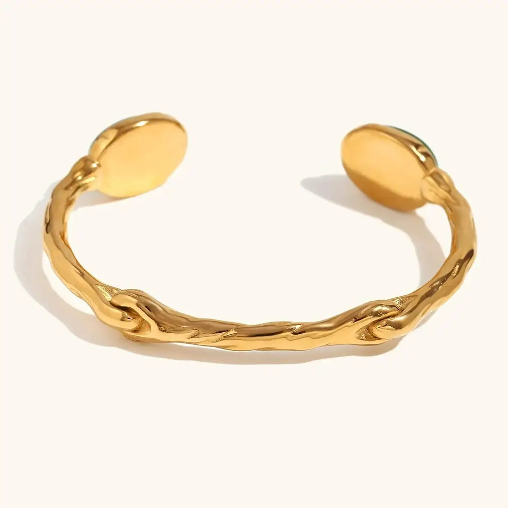 Pulseira em Aço Inoxidável com Cristal de Ágata
