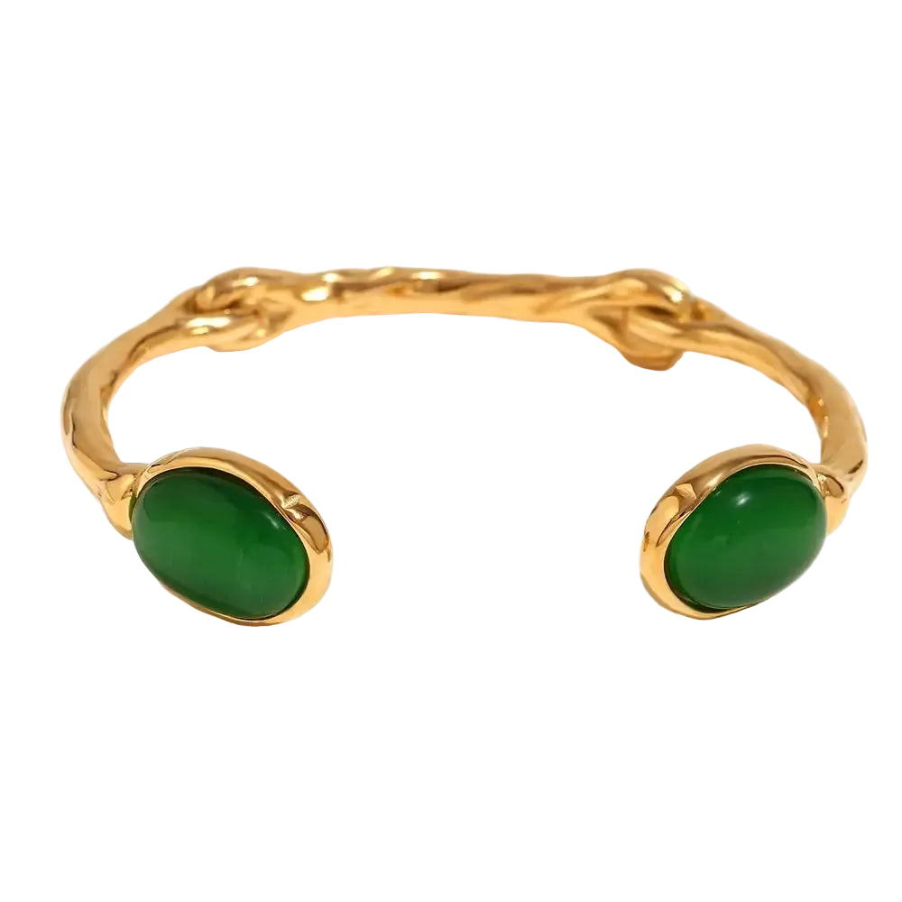Pulseira em Aço Inoxidável com Cristal de Ágata