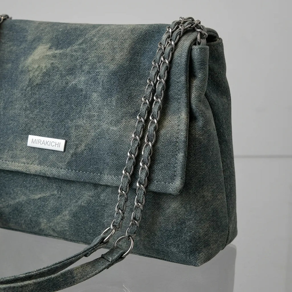 Elegante Bolsa Retro de Couro com Corrente para Mulheres