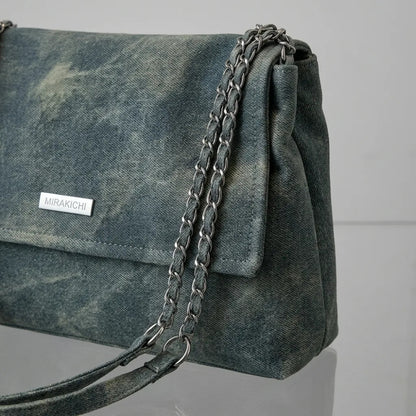 Elegante Bolsa Retro de Couro com Corrente para Mulheres
