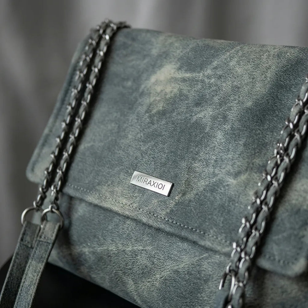 Elegante Bolsa Retro de Couro com Corrente para Mulheres