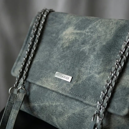 Elegante Bolsa Retro de Couro com Corrente para Mulheres