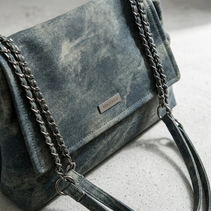 Elegante Bolsa Retro de Couro com Corrente para Mulheres