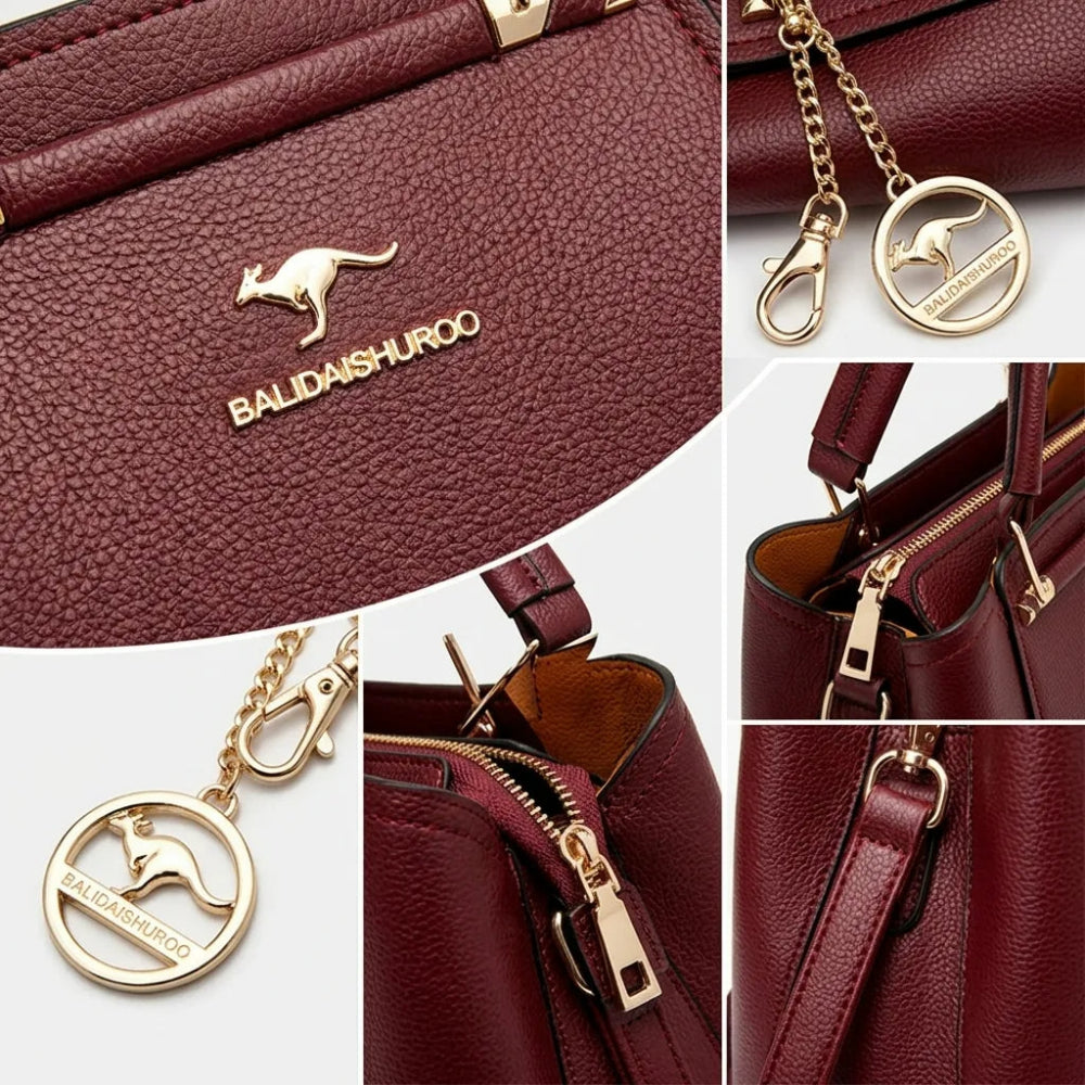 Bolsa de Couro Legítimo Luxuosa com Grande Capacidade e Design Elegante