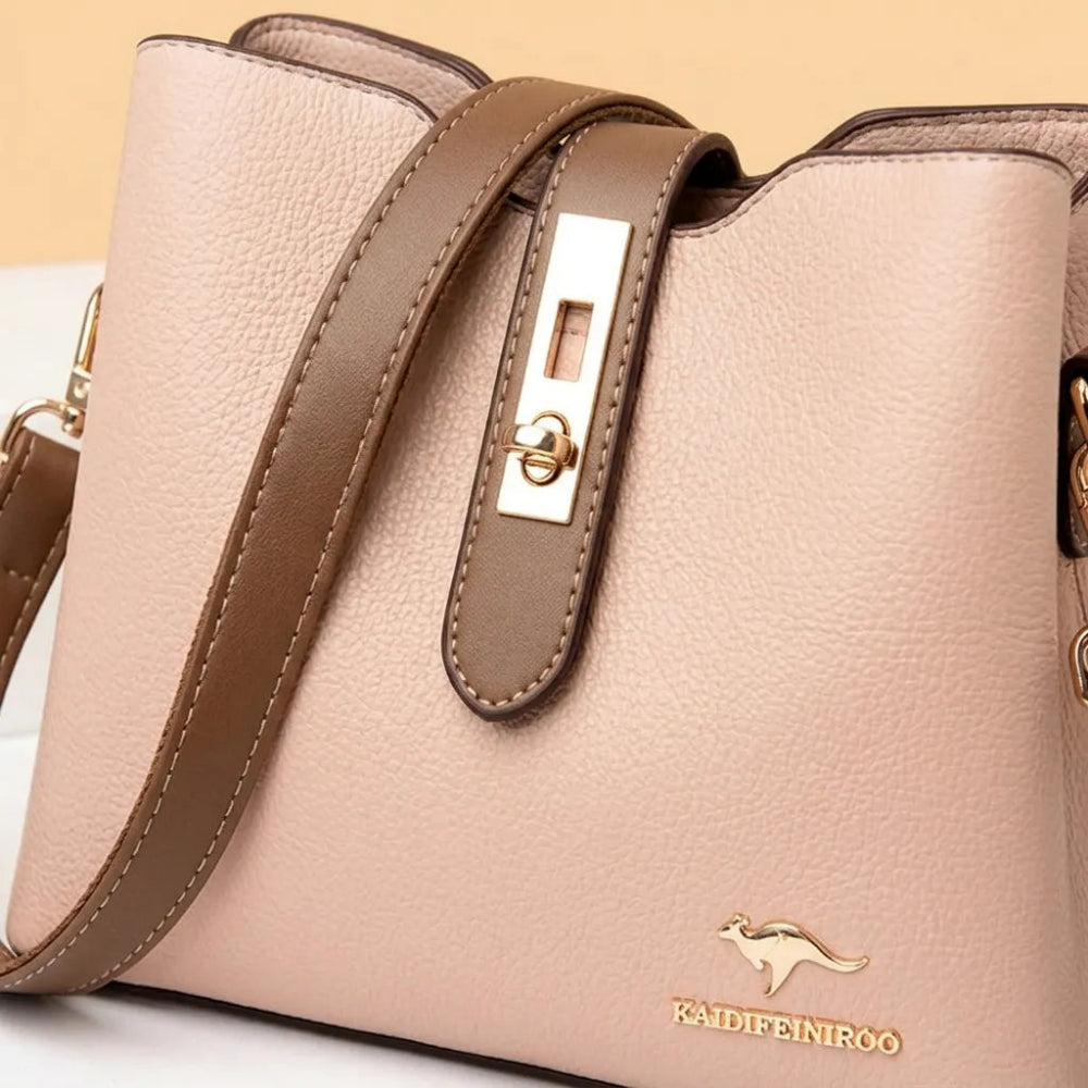 Bolsa Crossbody de Couro Sintético de Alta Capacidade