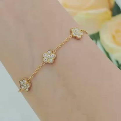 Pulseira Flor de Zircônia Banhada a Ouro 18K