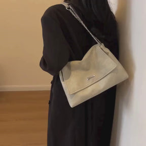 Elegante Bolsa Retro de Couro com Corrente para Mulheres