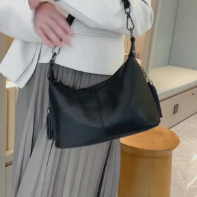 Bolsa de Luxo em Couro Genuíno com Borla para Mulheres