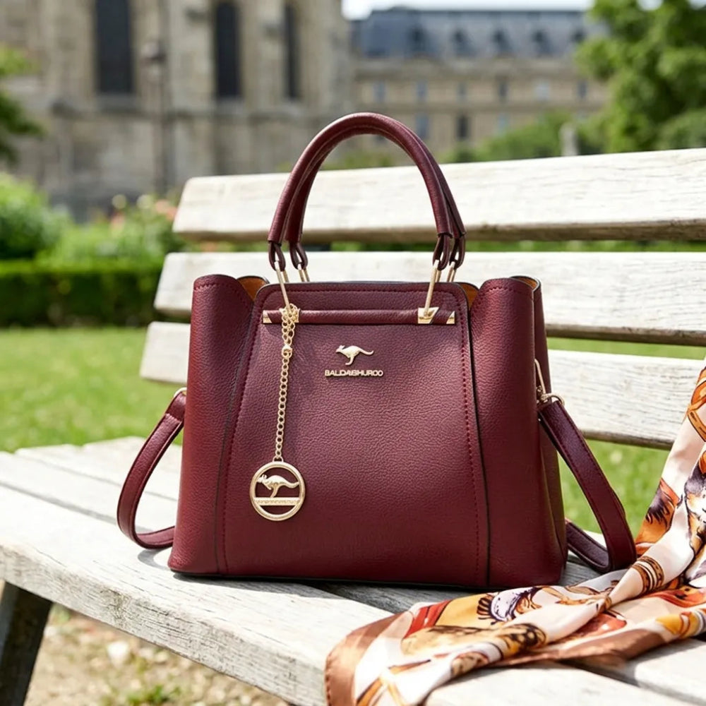 Bolsa de Couro Legítimo Luxuosa com Grande Capacidade e Design Elegante