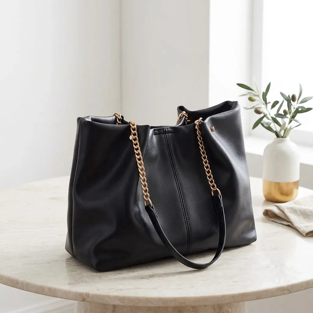 Bolsa de Ombro Elegante com Cadeado em Couro PU