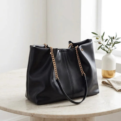 Bolsa de Ombro Elegante com Cadeado em Couro PU