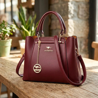 Bolsa de Couro Legítimo Luxuosa com Grande Capacidade e Design Elegante