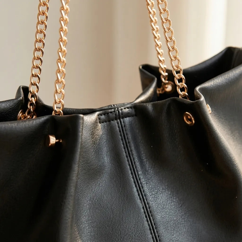 Bolsa de Ombro Elegante com Cadeado em Couro PU