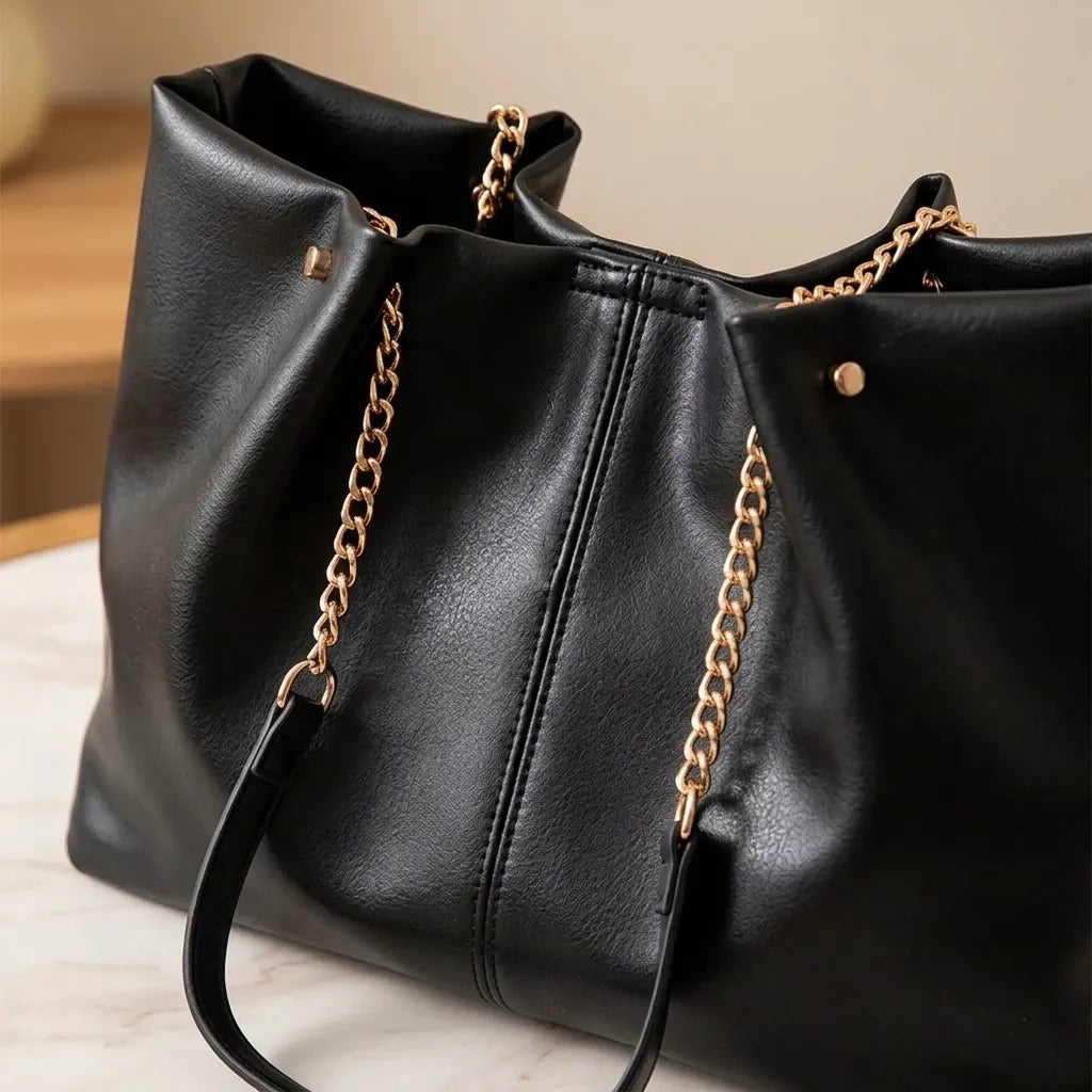 Bolsa de Ombro Elegante com Cadeado em Couro PU
