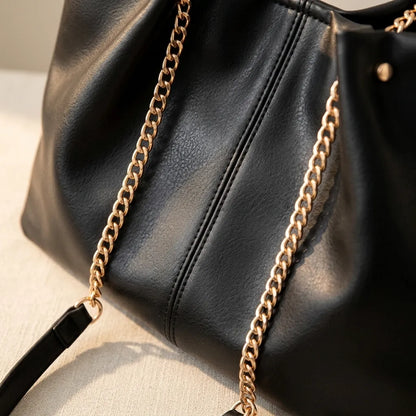 Bolsa de Ombro Elegante com Cadeado em Couro PU